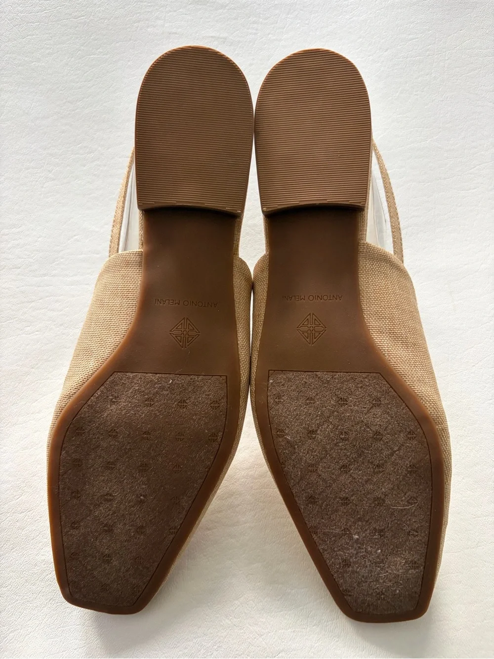 Antonio Melani Shoes Flats Linen Square Toe Sling Back Clean Girl Neutral Sz 10